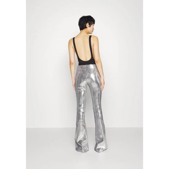David Koma Sequin Flared Trouser in Silver & Black UK 14 USA 10 New Womens pants - Picture 16 of 17